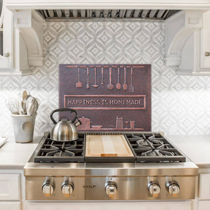 "Happiness is Homemade" Kitchen Backsplash Tile - 18x24 Brown - Natuross