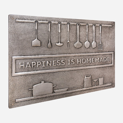 "Happiness is Homemade" Copper Kitchen Backsplash Tile