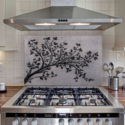 Tree Branches Backsplash Tile - 18"x30" Gray&Black - Natuross