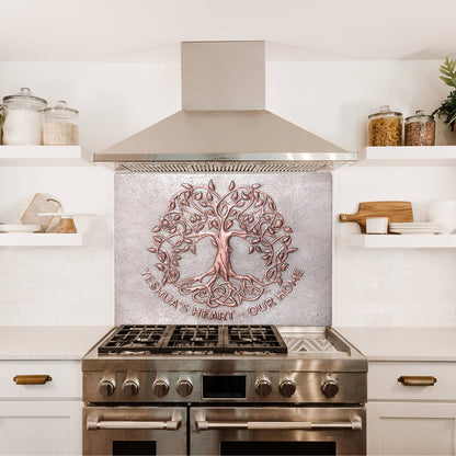 Copper Backsplash (Sacred Tree with Celtic Border, Silver&Copper Color)