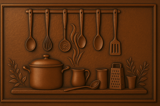 Kitchen Utensils Metal Wall Art Backsplash Panel