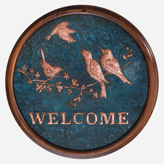 Copper Welcome Sign 17.7" Blue Patina