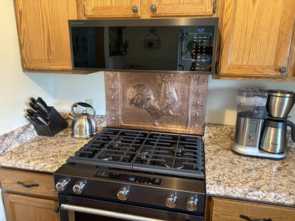 Rooster & Fleur-de-Lis Copper Backsplash — Natural Copper