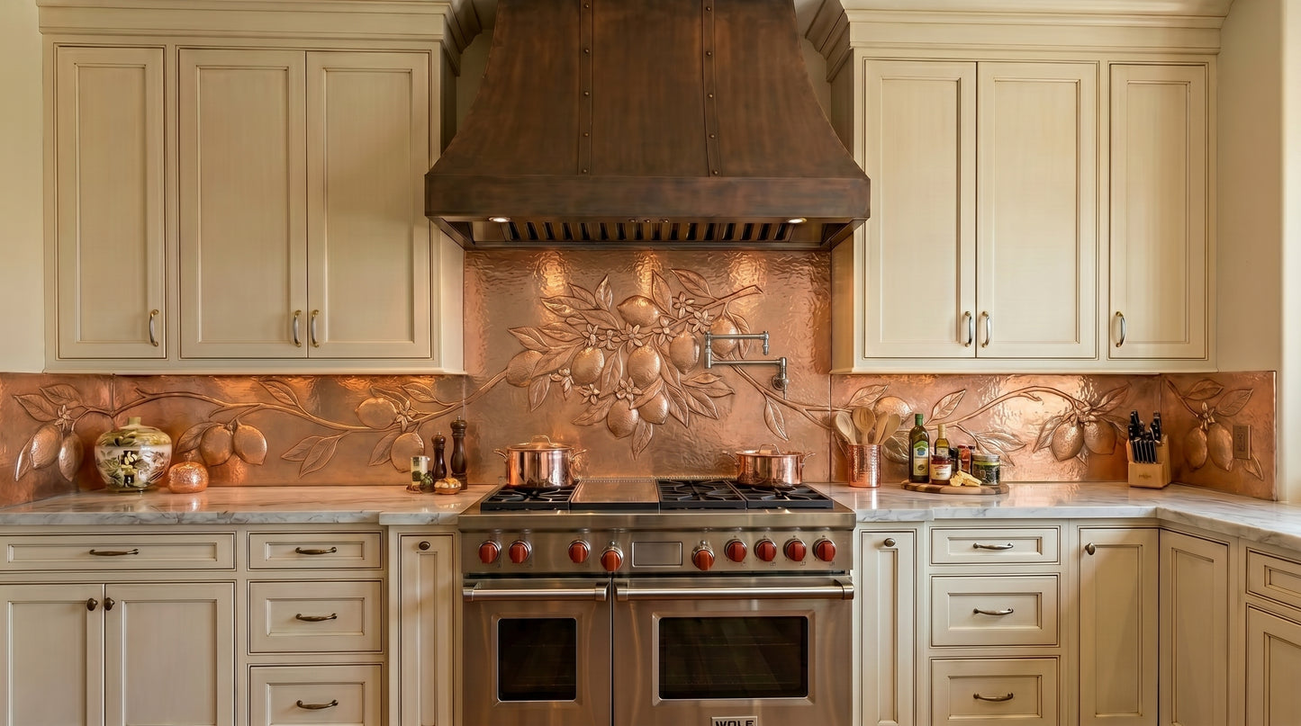 Lemon Branch Copper Kitchen Backsplash
