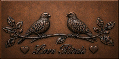 Lovebirds on Blossom Branch Copper Backsplash