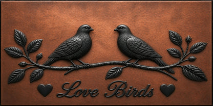 Lovebirds on Blossom Branch Copper Backsplash