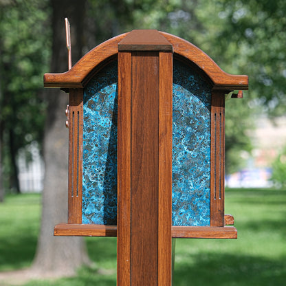 Post Mounted Copper Mailbox in Blue Patina