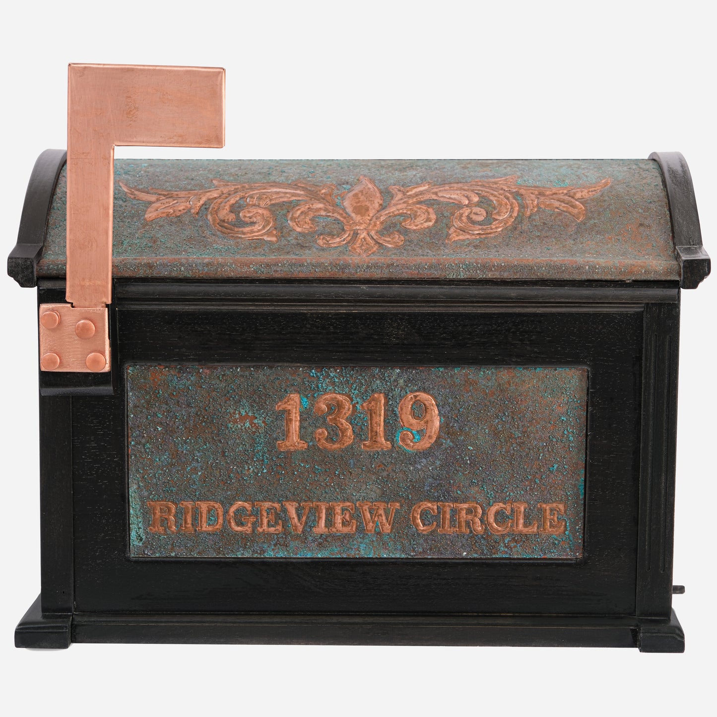 Post-Mounted Letterbox in Green Patina