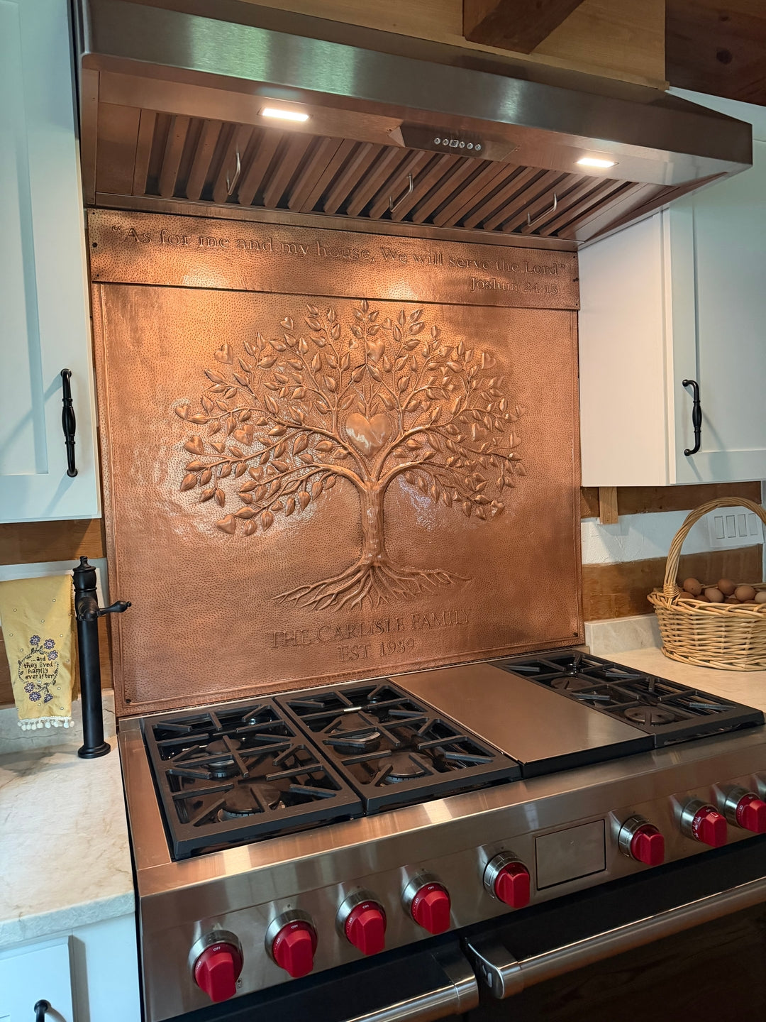 Personalized Family Tree Copper Stove Backsplash