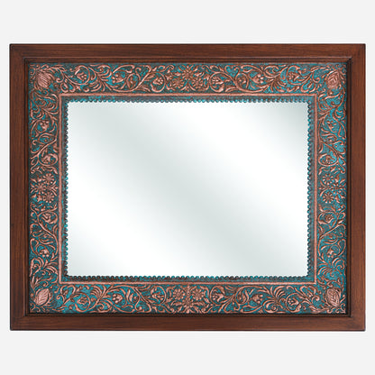 Copper Wood Framed Wall Mirror