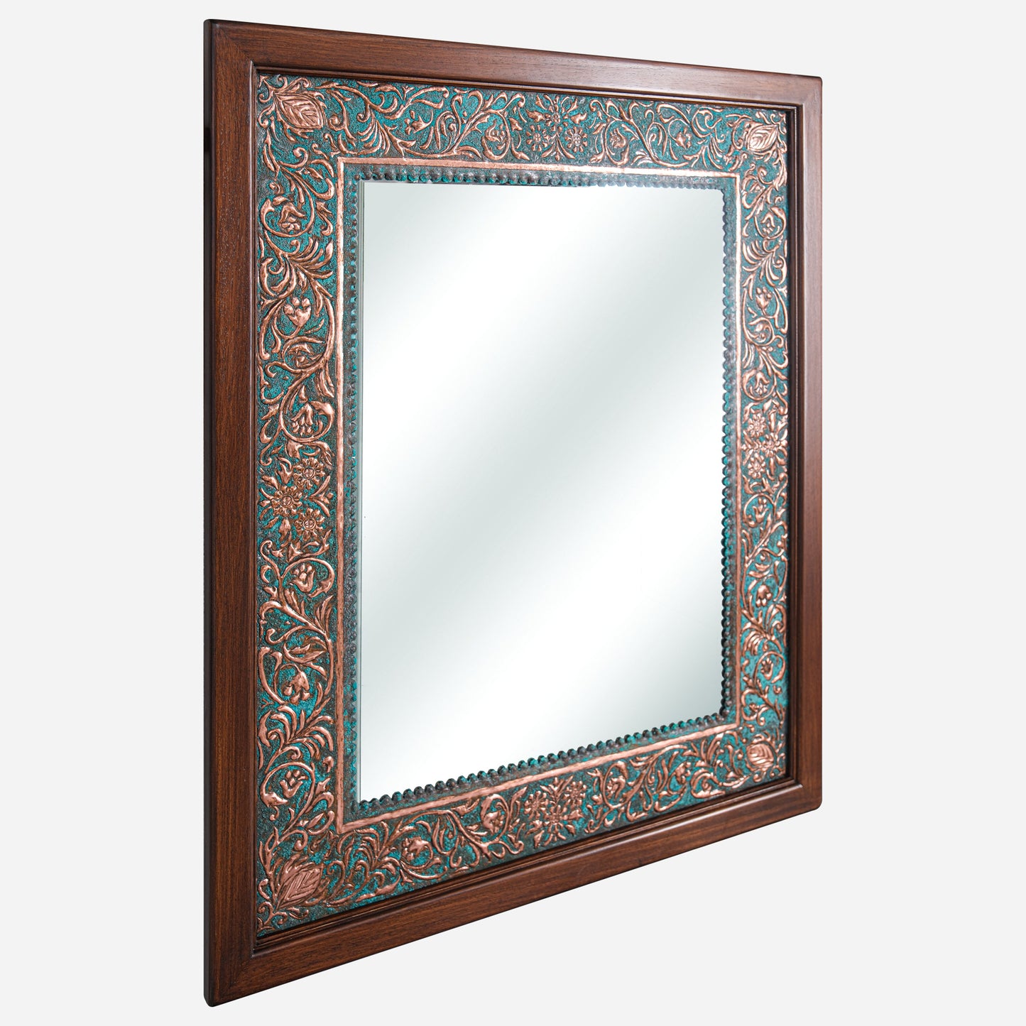 Copper Wood Framed Wall Mirror