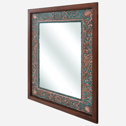 Copper Wood Framed Wall Mirror