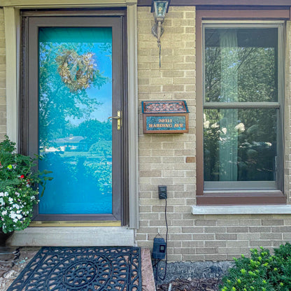 Wall Mounted Copper Mailbox in Blue Patina