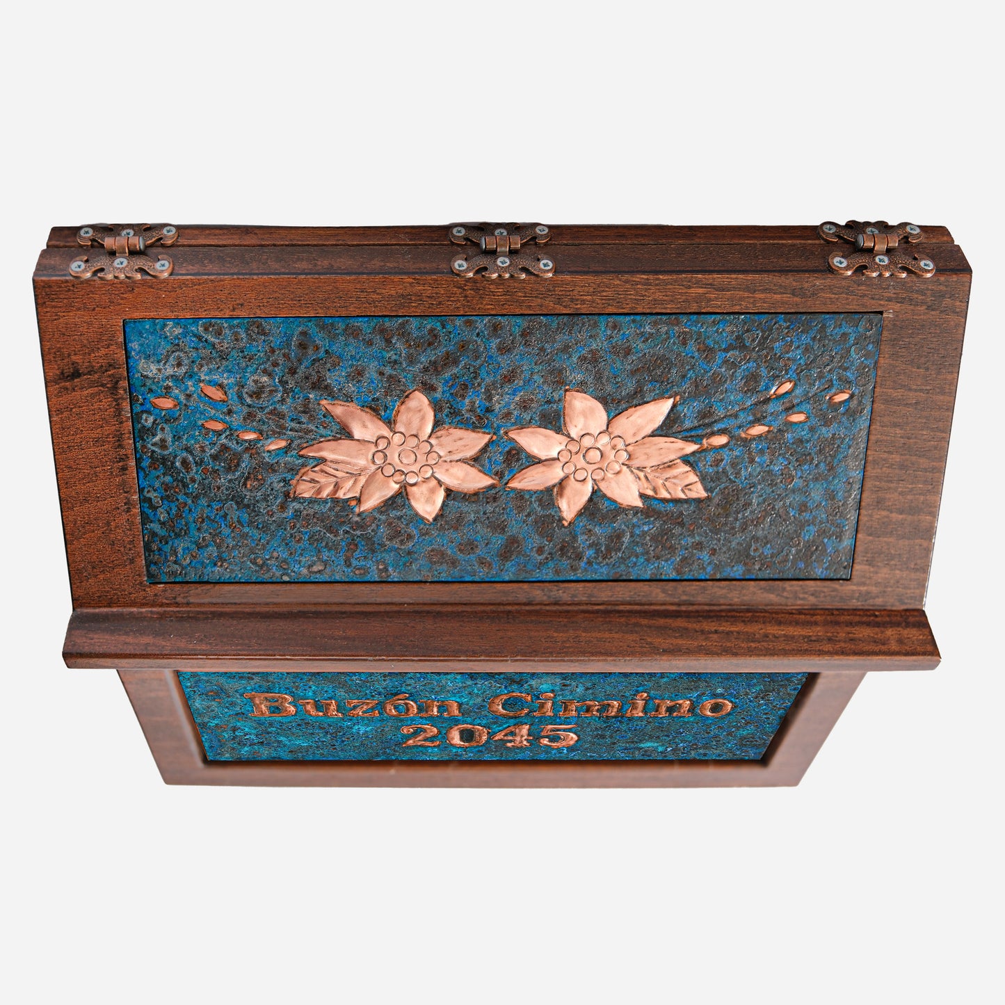 Wall Mounted Copper Mailbox (Blue Patina)