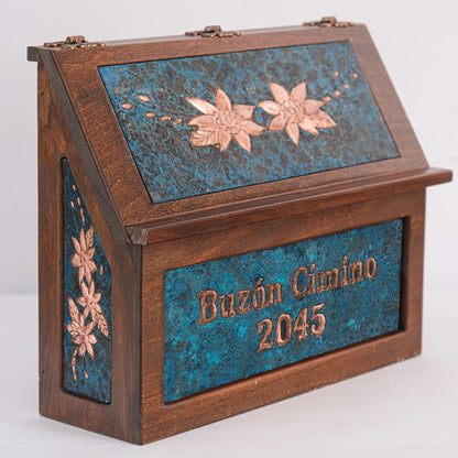 Wall Mounted Copper Mailbox (Blue Patina)