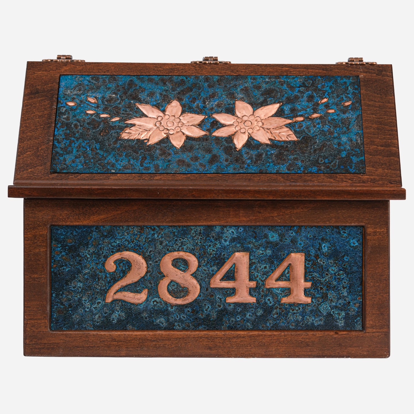 Wall Mounted Copper Mailbox (Blue Patina)