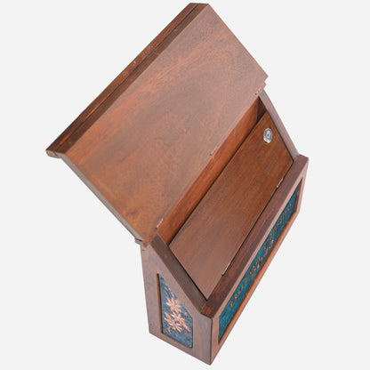 Wall Mounted Copper Mailbox (Blue Patina)