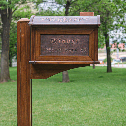 Post Mounted Brown Patina Mailbox