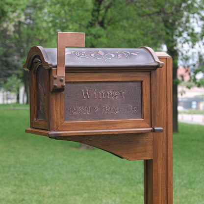 Post Mounted Brown Patina Mailbox