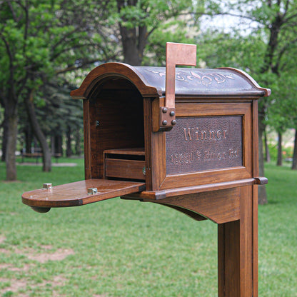 Post Mounted Brown Patina Mailbox