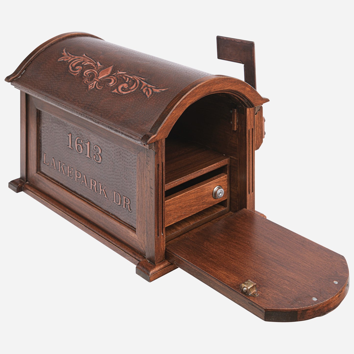 Post Mounted Brown Patina Mailbox