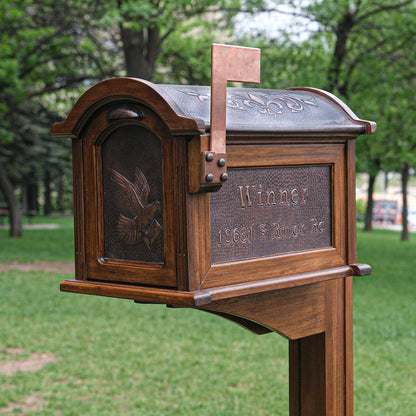 Post Mounted Brown Patina Mailbox