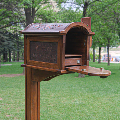 Post Mounted Brown Patina Mailbox