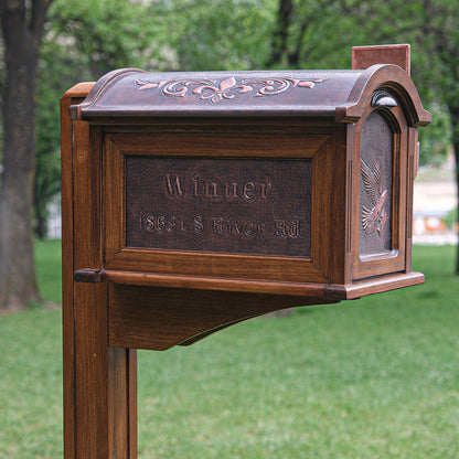 Post Mounted Brown Patina Mailbox