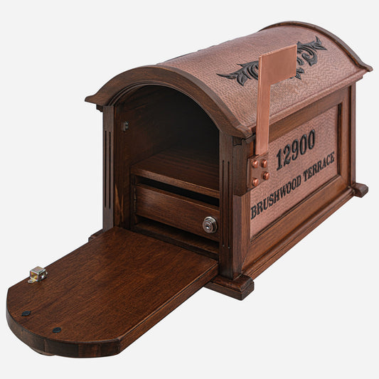 Wood and Copper Mailbox with Post