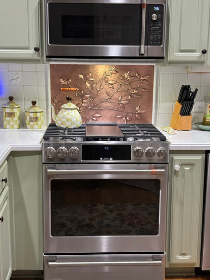 Tree Branches Copper Kitchen Backsplash