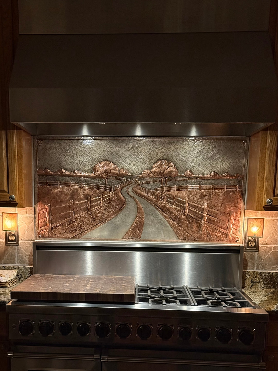 Country Road with Fence Copper Backsplash