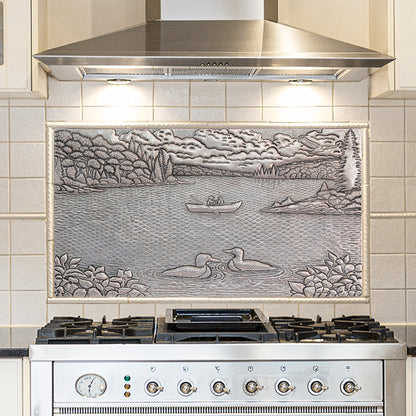 Lake Scene Copper Backsplash Tile