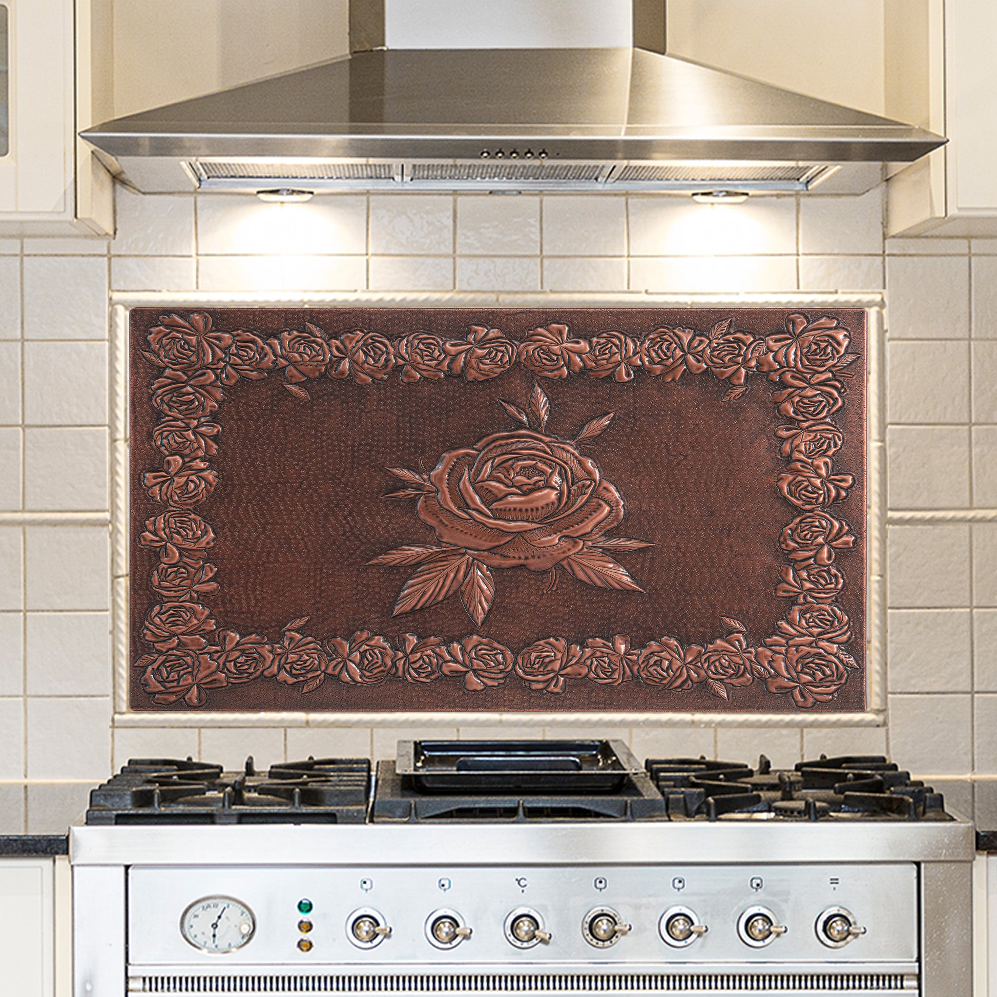 Roses Copper Kitchen Backsplash Tile