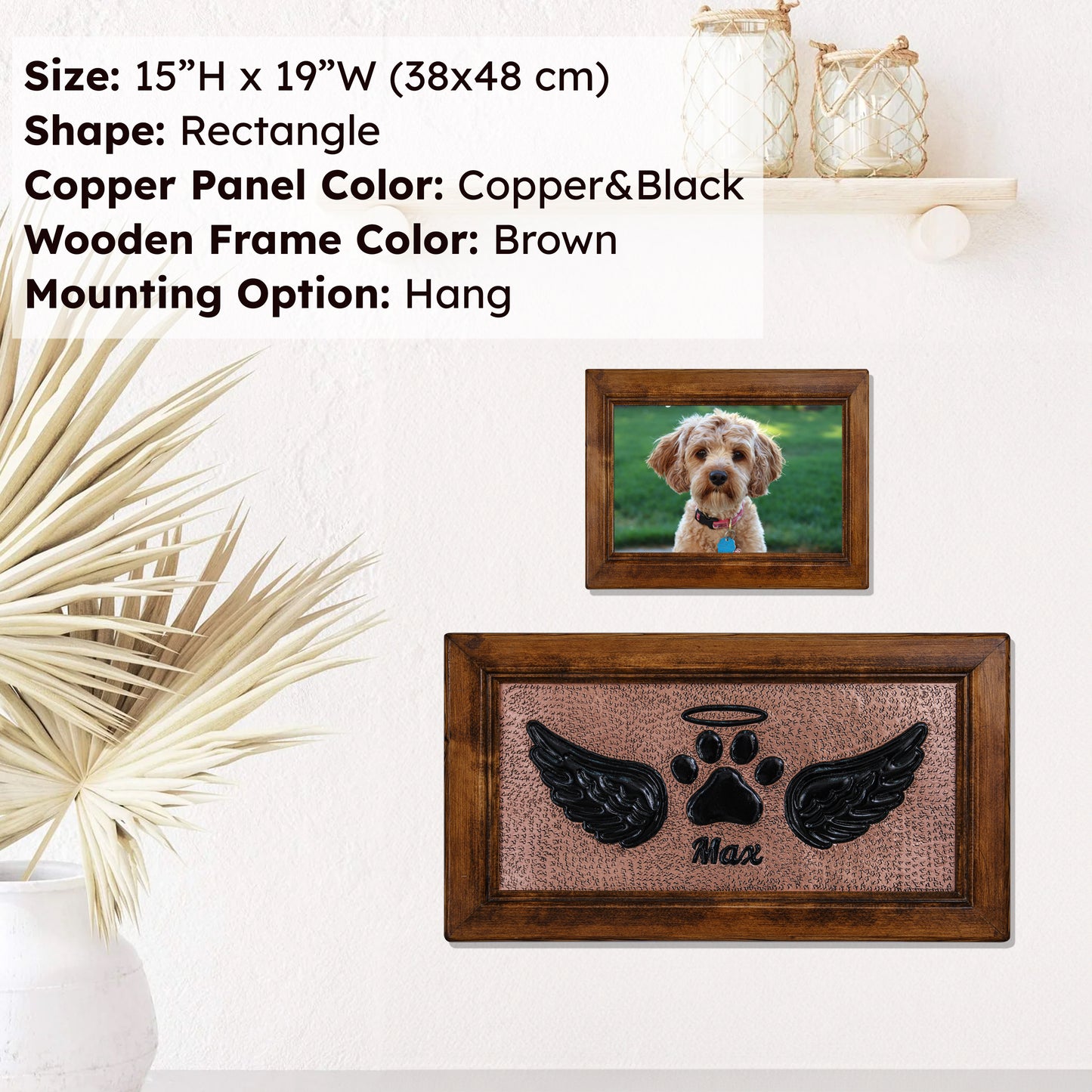 Pet Loss Personalized Memorial Gift Framed Copper Artwork (Dog Paw, Copper&Black Color) - Natuross