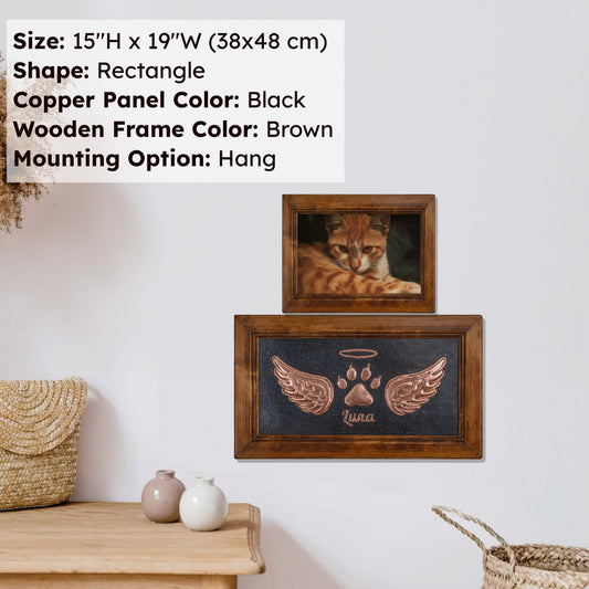 Pet Loss Personalized Memorial Gift Framed Copper Artwork (Cat Paw, Black Color) - Natuross