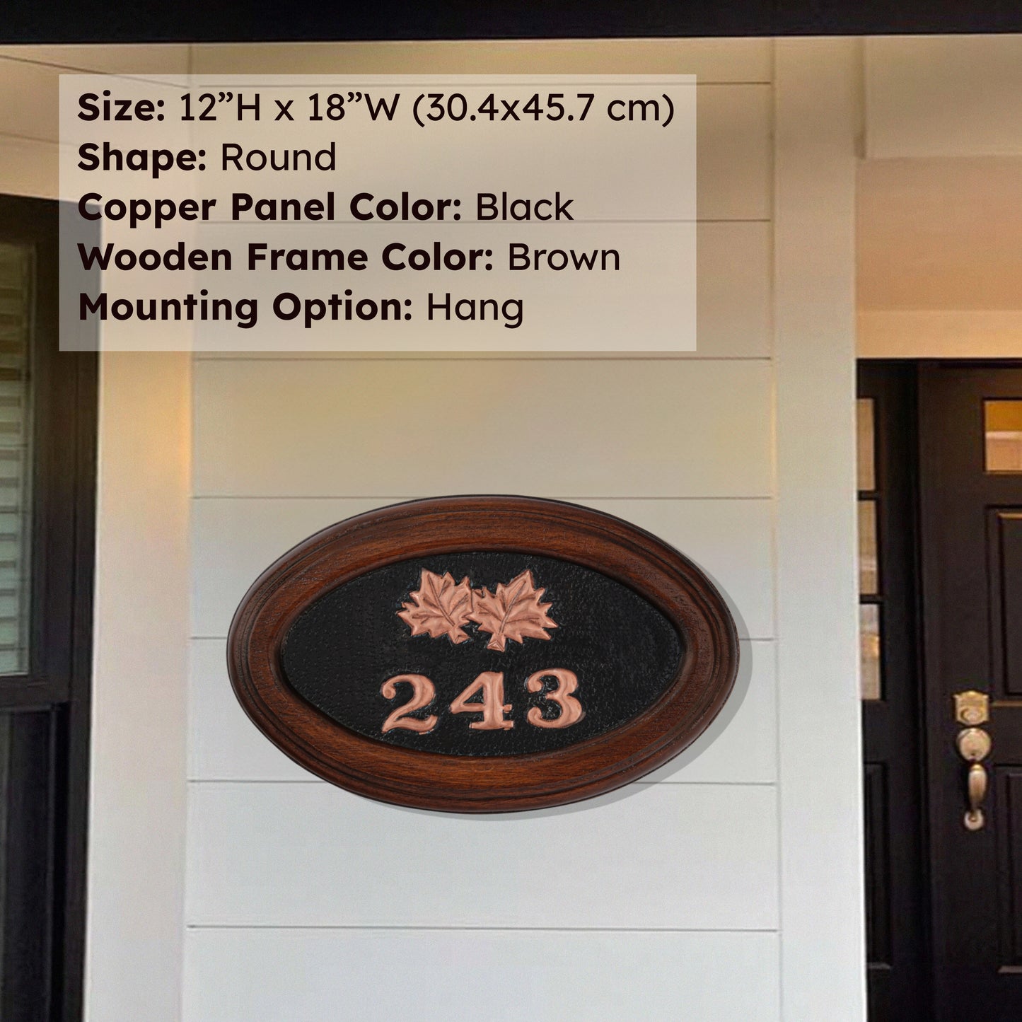 Copper House Number Sign (Maple Leaves) - Natuross