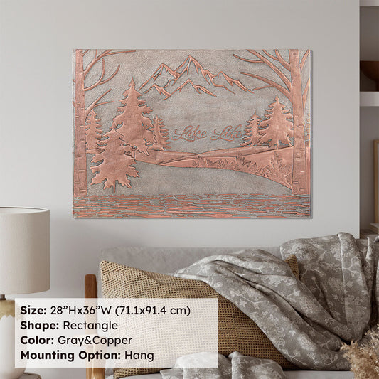 Copper Lake House Sign (Mountains, Pine Trees, and Lake) - Natuross