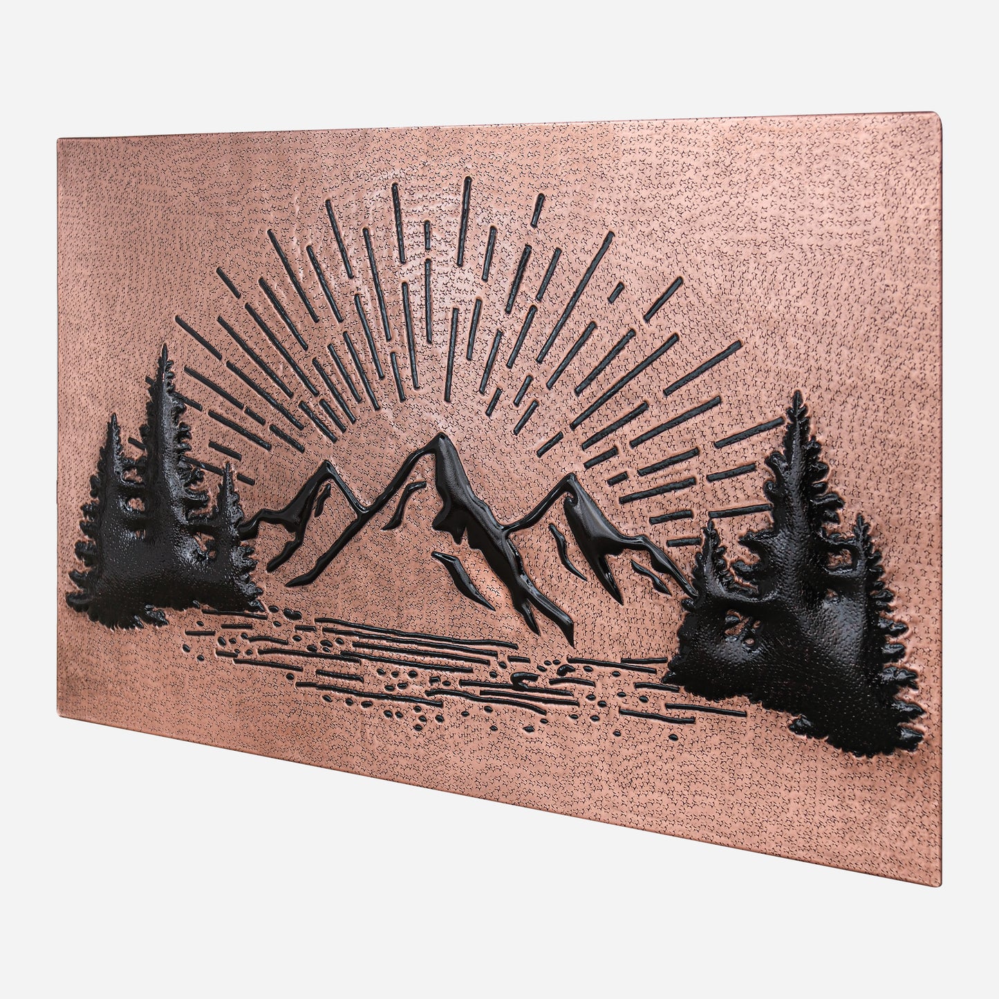 Mountain Retreat Kitchen Backsplash Tile - Copper Sunrise Scene - Copper & Black - Natuross