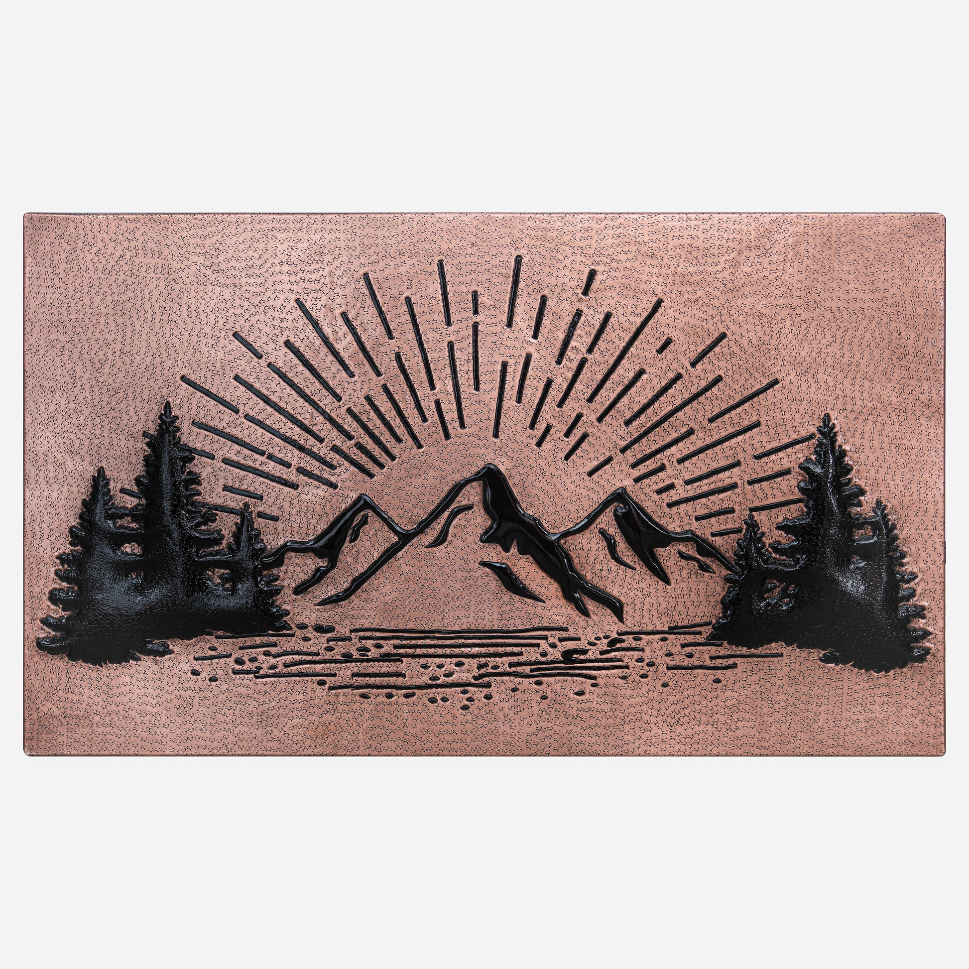 Mountain Retreat Kitchen Backsplash Tile - Copper Sunrise Scene - Copper & Black - Natuross