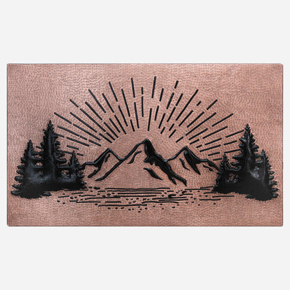 Mountain Retreat Kitchen Backsplash Tile - Copper Sunrise Scene - Copper & Black - Natuross