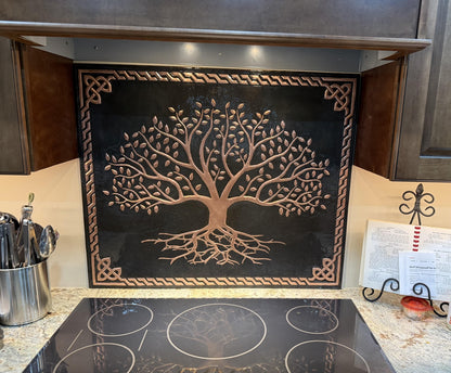 Rooted Tree Copper Backsplash — Black Copper