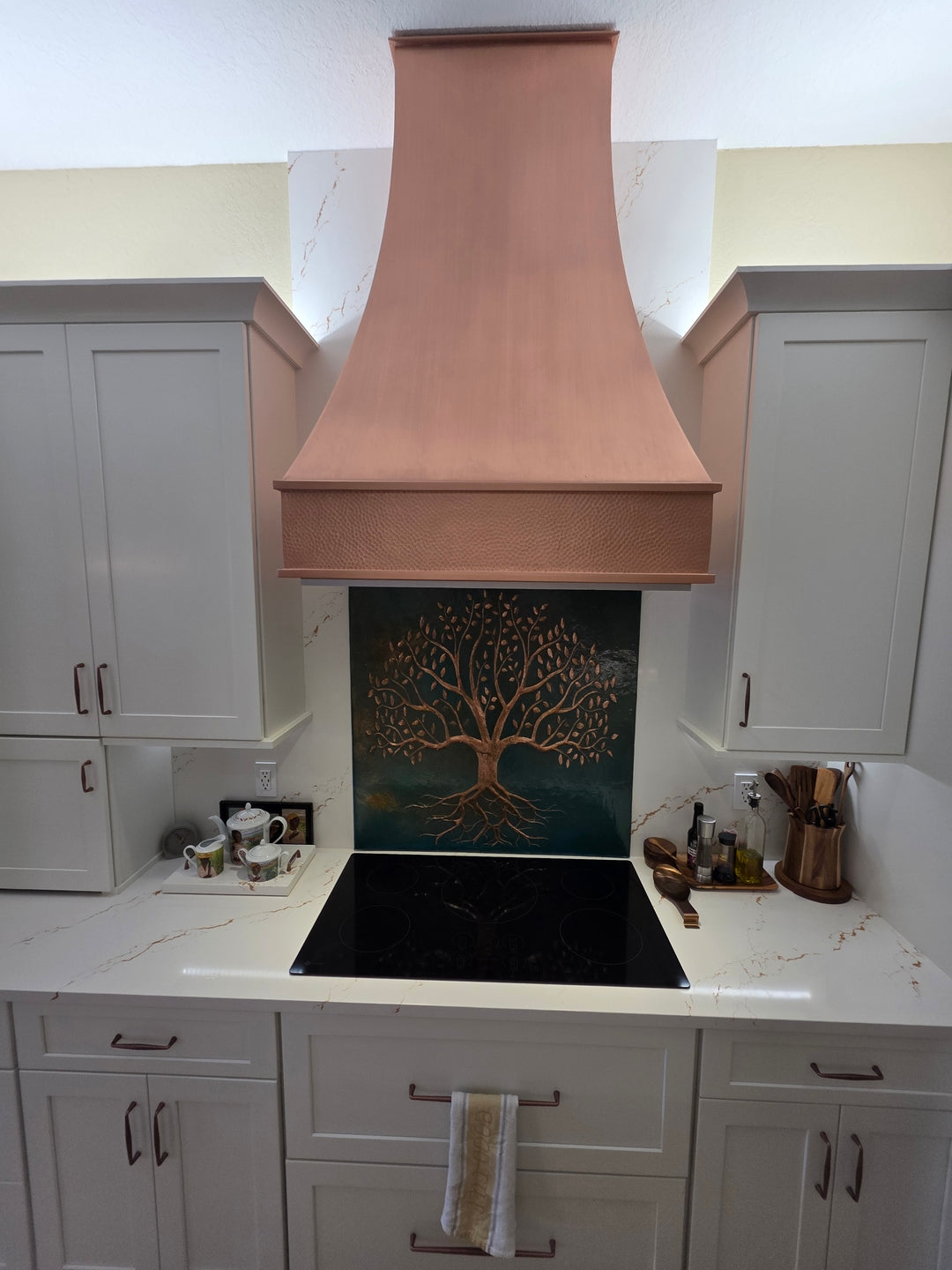 Green Verdigris Tree With Roots Copper Backsplash