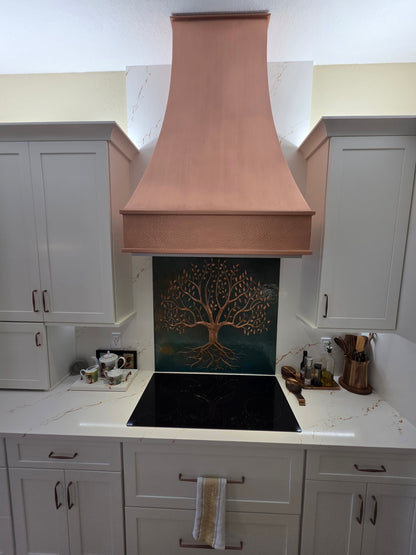 Green Verdigris Tree With Roots Copper Backsplash