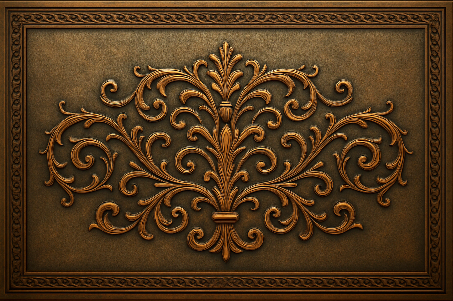 Ornate Scrollwork Copper Panel — Handmade Decorative Wall & Backsplash Art