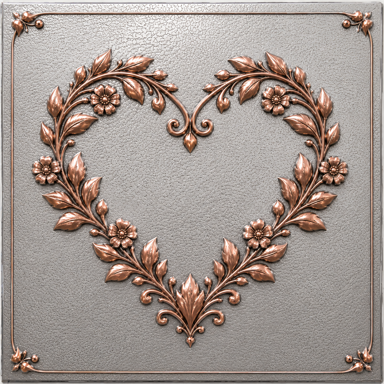 Heart Wreath Copper Panel