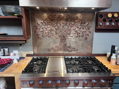 Celtic Tree of Life Copper Backsplash — Silver–Copper