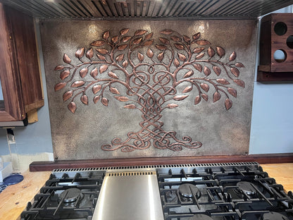 Celtic Tree of Life Copper Backsplash — Silver–Copper