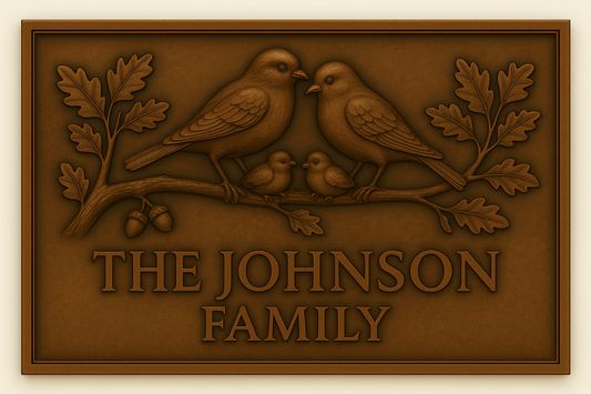 Personalized Bird Family Name Sign Metal Wall Art Panel