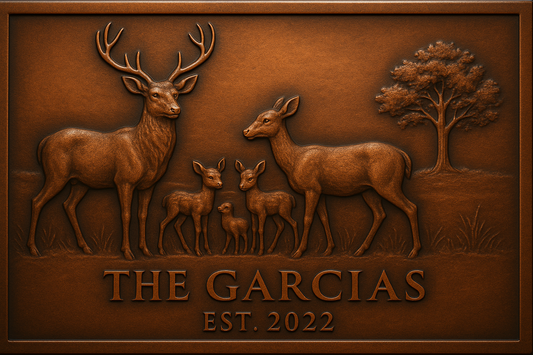 Personalized Deer Family Name Sign Metal Wall Art Panel