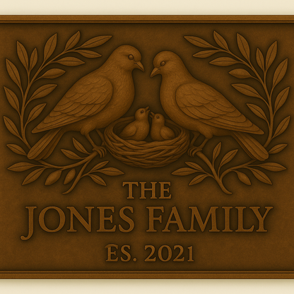 Personalized Dove Family Name Sign Metal Wall Art Panel